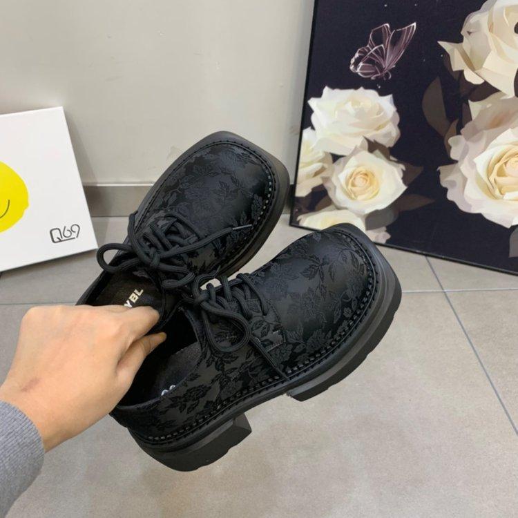 National Trendy Style New Chinese Loafers Women's Spring New Fashion Printed Surface Platform Height Increasing Shoes