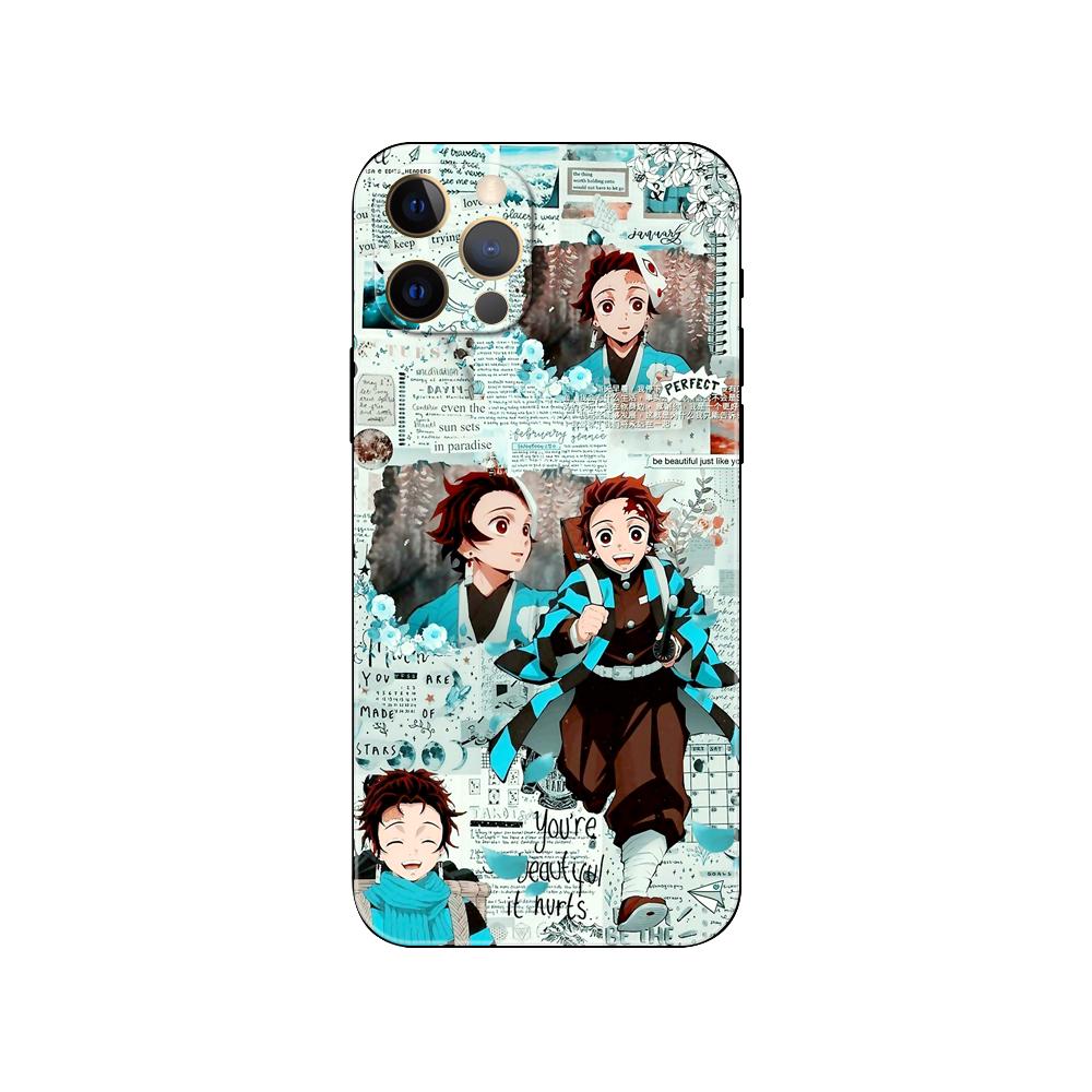 Kimetsu No Yaiba Demon Slayer Anime Phone Case for Iphone 2020se 6 6s 7 8 Plus X 10 XR XS 11 12 13 Mini Pro MAX Black Tpu Back