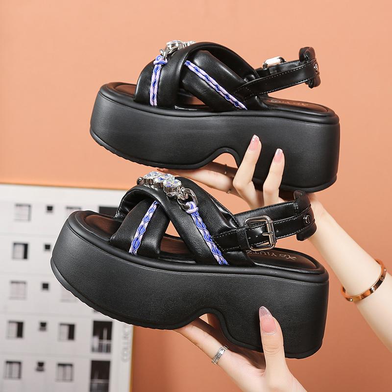 Fashion New Summer Wedges Sandals 8CM Ladies Beach Slippers High Heels Sandals Women Casual Platform Chunky Flip-Flops Sandalias Mujer