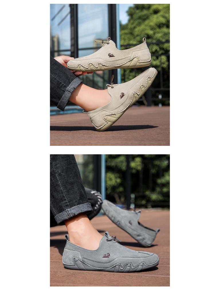 Cross-Border Octopus Plus Size Men's Genuine Leather Low-Top Casual Bean Shoes