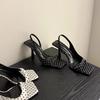Round-toe Slip-on Open-toe Sandals, Women's Low-heeled High-heeled Shoes