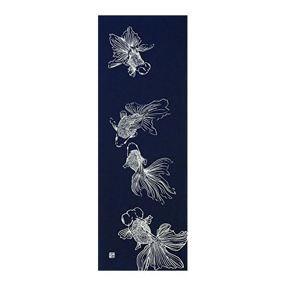 Somen Anbo Tenugui Towel Ryuukin Demekin Anbo Kon Hand-dyed 100% Cotton Tokuoka Made in Japan 35cm x 100cm