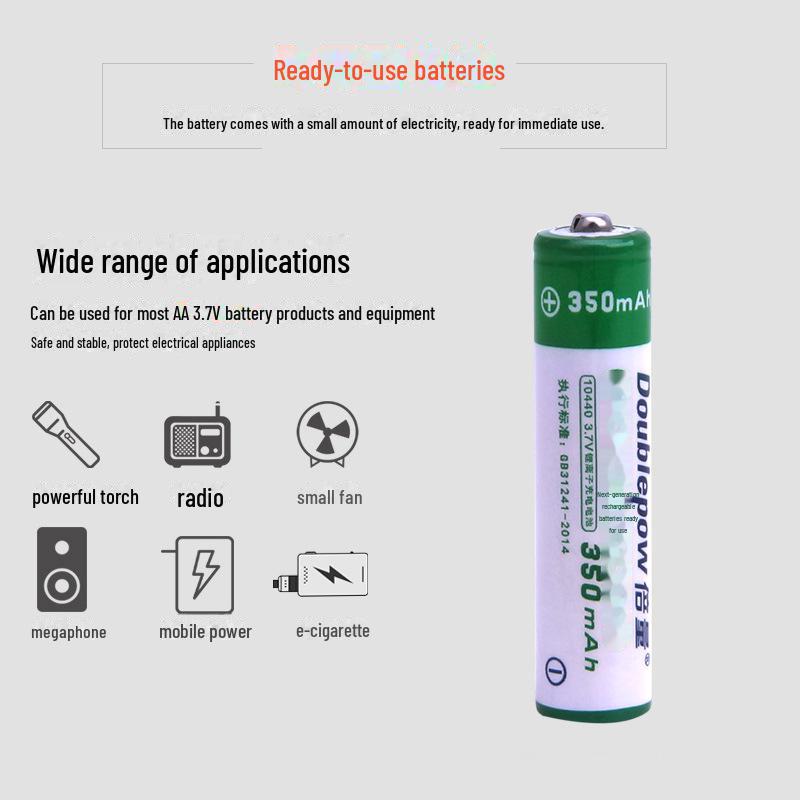10440 3.7V Lithium Battery 350mAh for Flashlight and Mouse (Rechargeable).