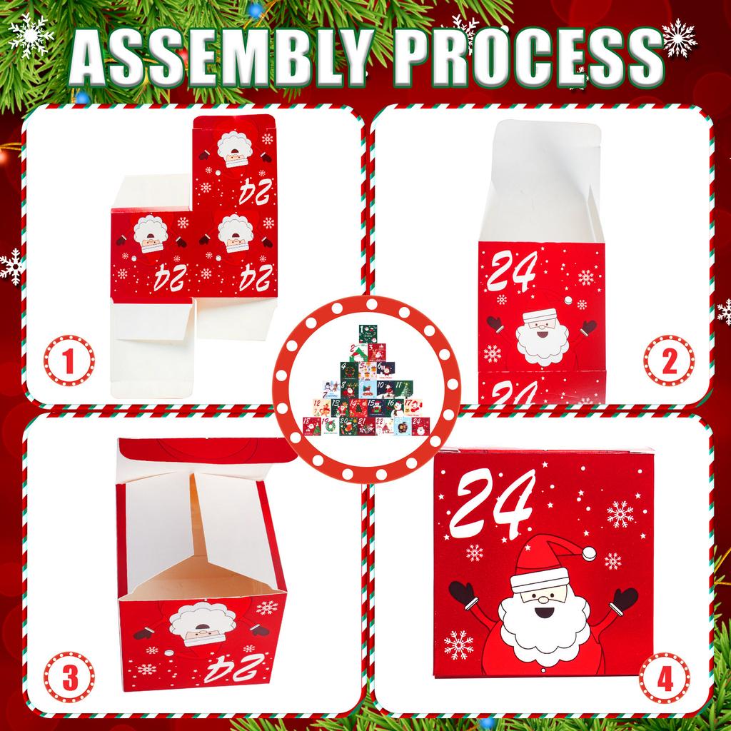 24pcs Countdown To Christmas Countdown Number Candy Box Gift Box Christmas Party Decoration Box Paper Box Gift Box