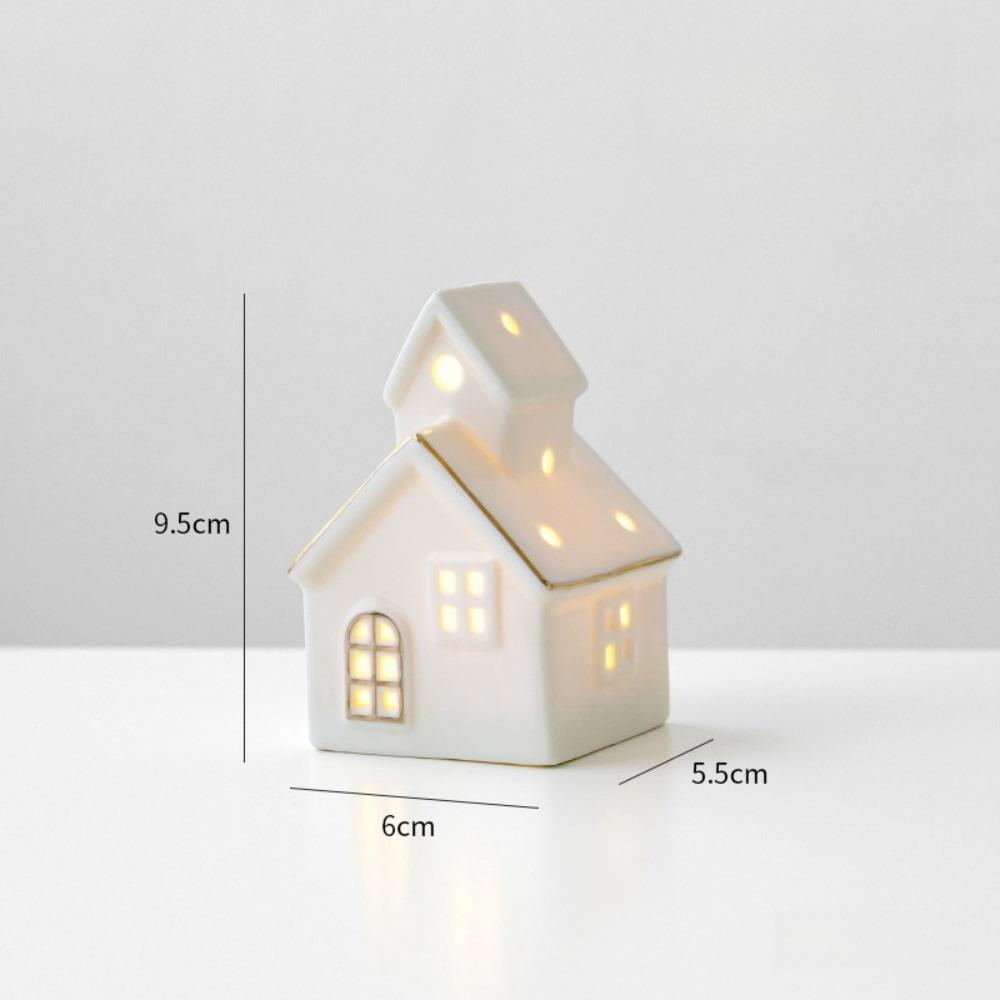 Weißes Porzellan Dorfhaus LED Beleuchtete Tischdekorationen Neue Hausfiguren Winterdeko