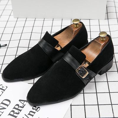 Retro Mode Neue Monk Strap Loafer für Herren Spitz Schnalle Wildleder Freizeitschuhe Hochzeitskleid Homecoming Schuhe
