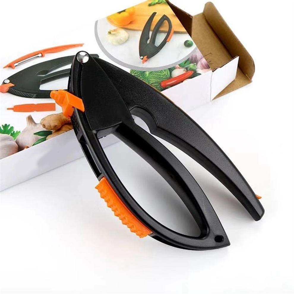 Garlic Press, Garlic Masher, Vegetable and Fruit Peeler, Meat Flosser