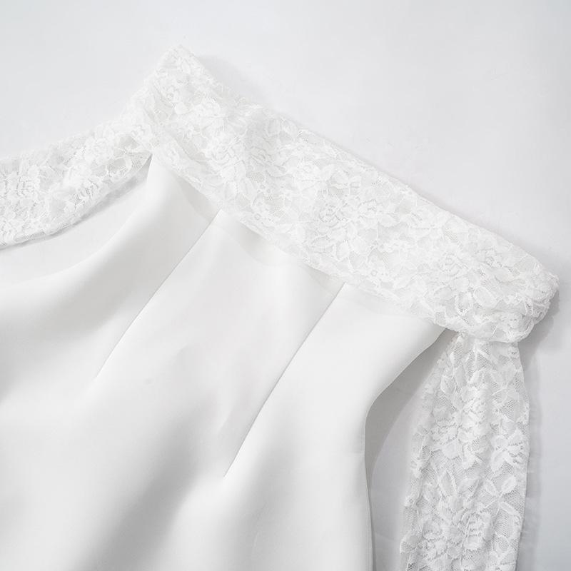 Giyu seksowna mini krótka sukienka damska jesienna koronkowa patchworkowa z długim rękawem odsłaniająca ramiona sukienka z odkrytymi plecami elegancka klubowa szata imprezowa