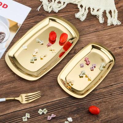 Edelstahl Quadratische Schale Grillen Goldene Schale Flacher Boden Spezialteller Metallgeschirr