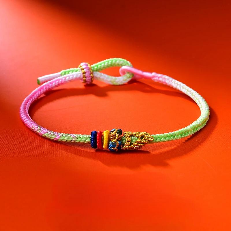 Fashionable Buddhist Lucky Adjustable Bracelets Couple Colorful Rope Handmade Braided Rope Chain Festival Party Jewelry