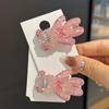 Korean Crystal Bear Hair Clip: Pink Diamond Duckbill for Women