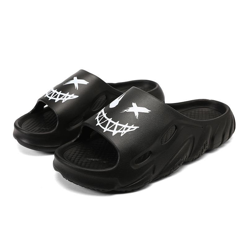 

Высококачественные тапочки с черепами, летняя новинка 2024 года, модные мужские тапочки, легкие и удобные, молодежные трендовые тапочки для выхода в свет 40-41 чёрный