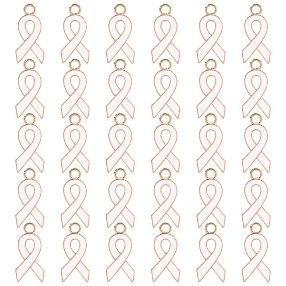 

30pcs Necklace Pendant Pink Ribbon Pendants White Dangle Enamel Charms Zinc Alloy Pendant Charm Accessories Necklace Making белый