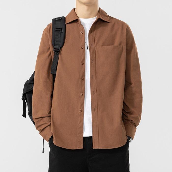 Spring and Summer Casual Long-sleeved Shirt Men's Loose Shirt Jacket Pure Cotton White Inch Shirt Thin Jacket