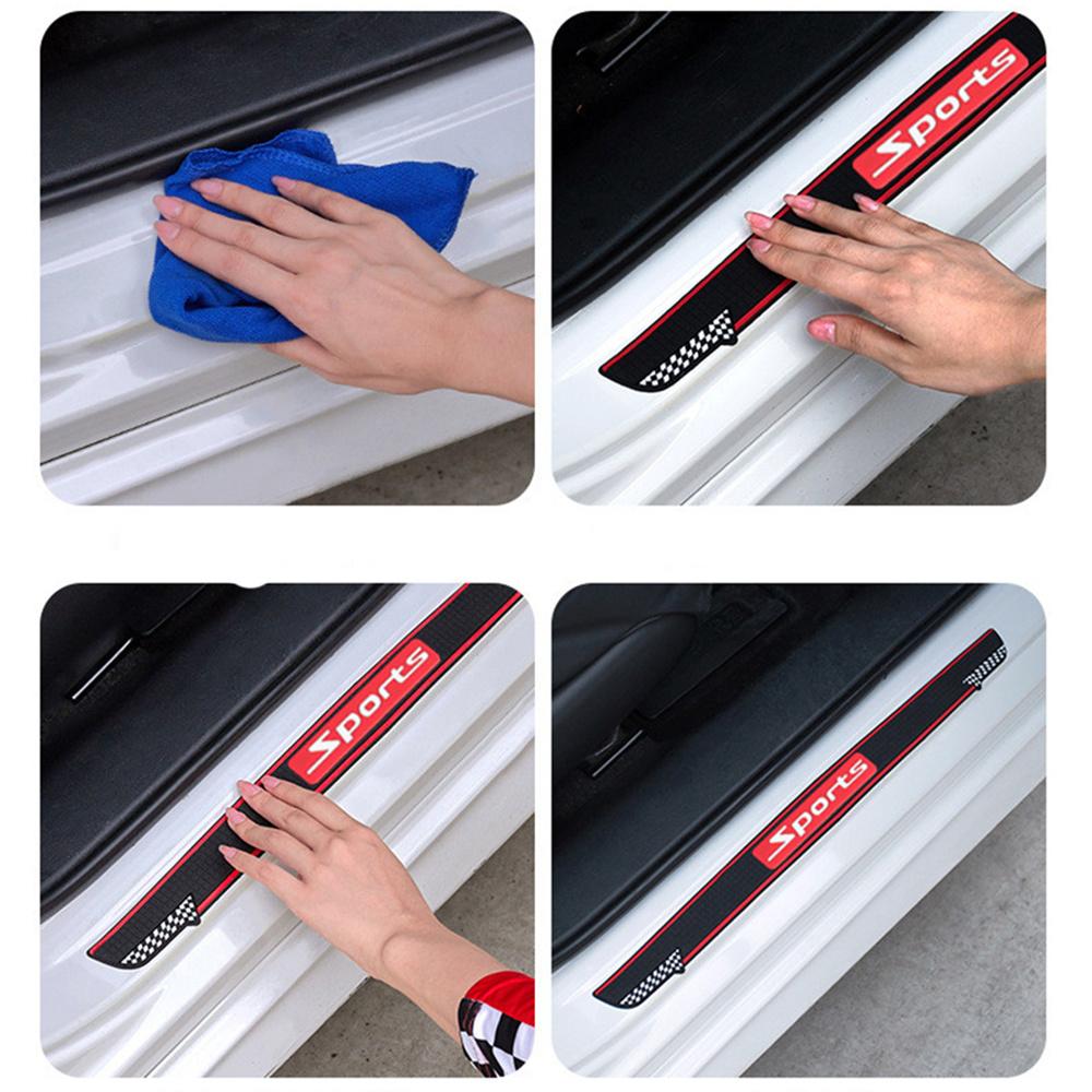 5Pc Black Rubber Car Door Scuff Sill Cover Panel Step Protector 4* Door + Trunk