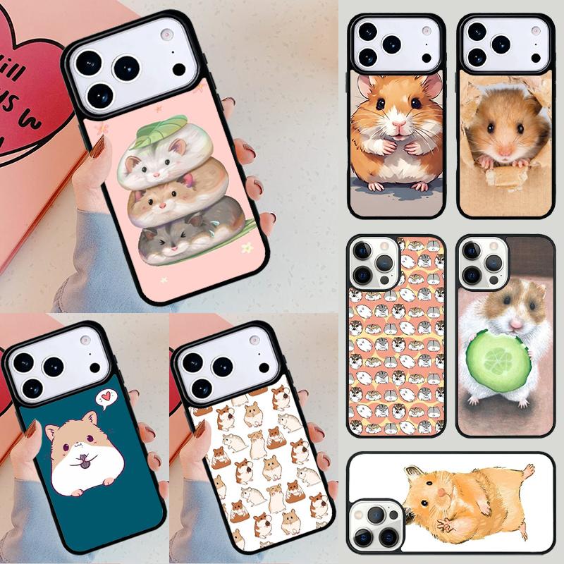 Cute Lovely Pet Hamster Phone Case For iPhone 17 Air 14 15 13 12 Max Cover For Apple 14 15 16 16e 11 Pro Max Plus