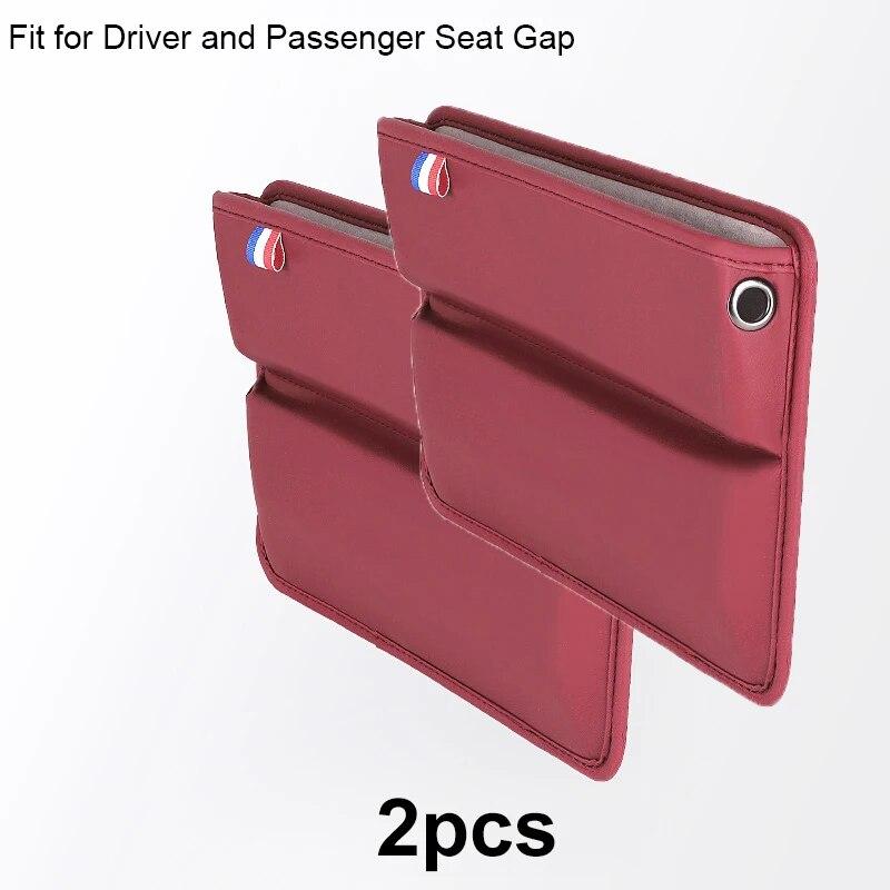 Organizador de espaço para assento de carro em couro PU Bolsa lateral para assento dianteiro de carro para chaves de celular Óculos Reservado Furo para cabo de carregamento Suporte para telefone