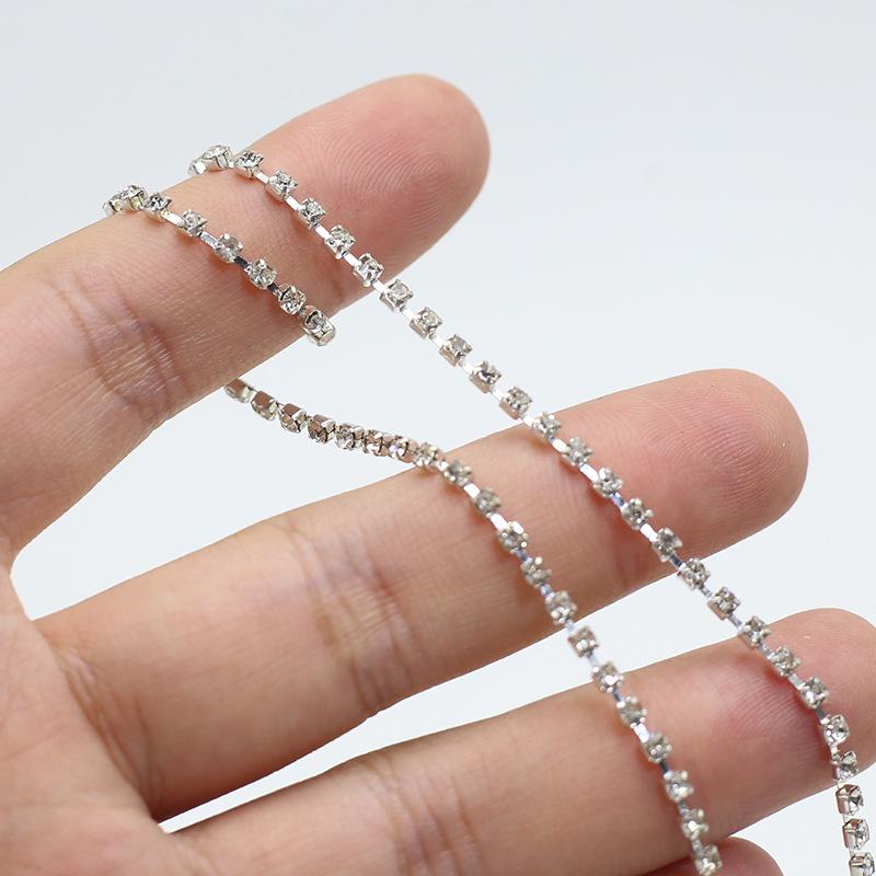 Rhinestone Diamond Claw Chain for DIY Jewelry: Single Row, Personalized Shiny Bracelet & Necklace Material