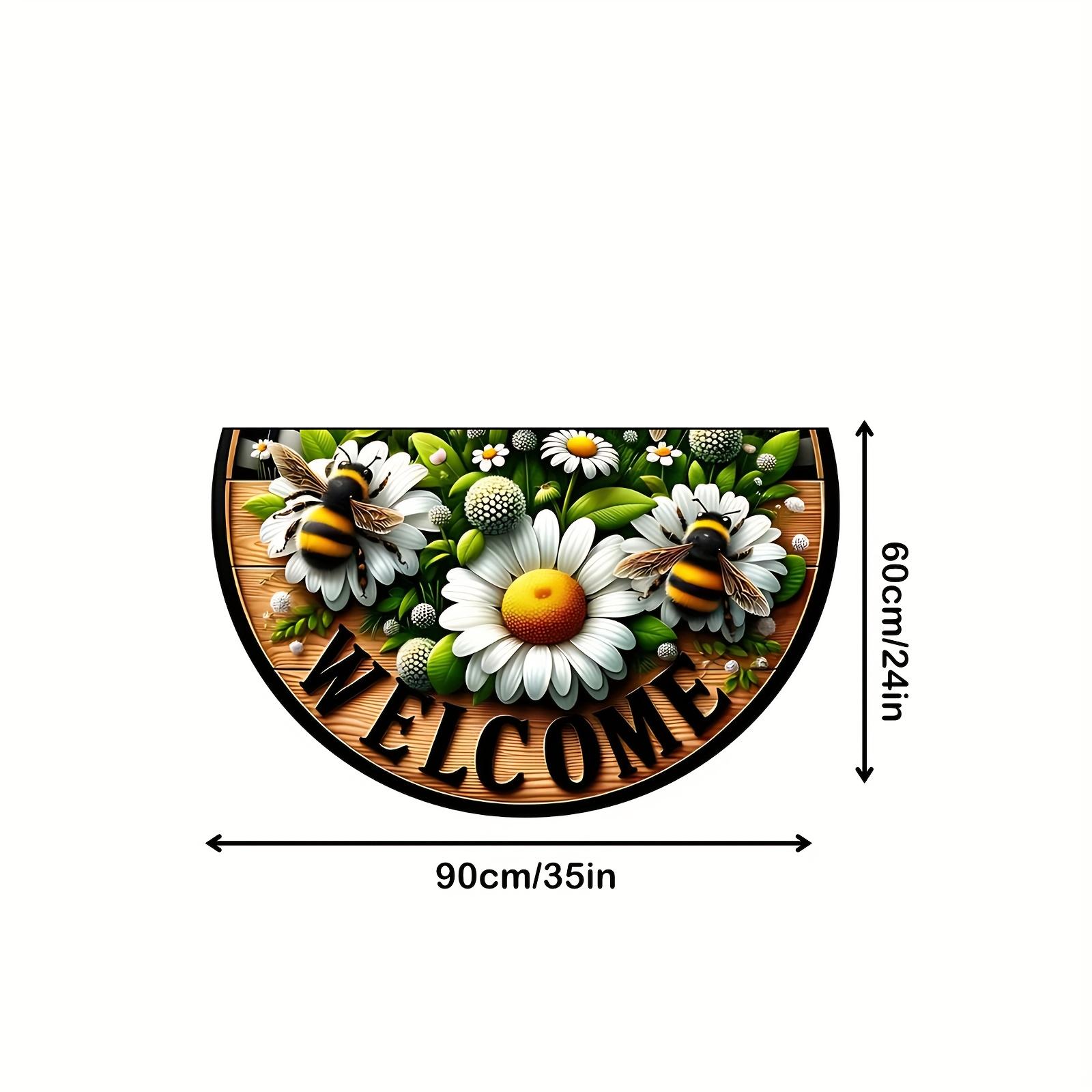 

1pc Non-Slip Easy-Clean Semicircular Welcome Mat - Colored Pebbles & Shells Design, 100% Polyester Indoor/Outdoor Mat for Entrance 60*90cm/24*35in