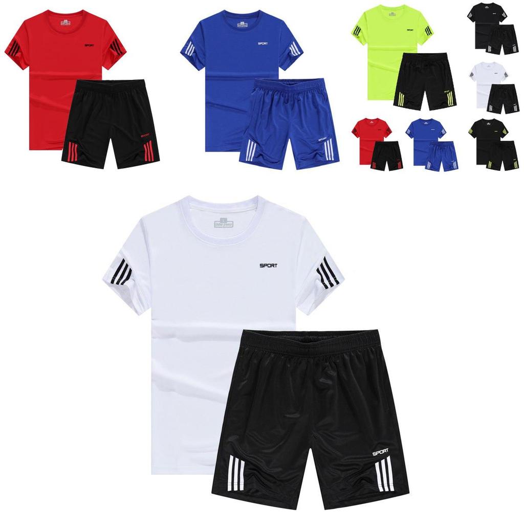 Stylish Quick-drying Men Women Sports Suit With Breathable T-shirt And Shorts Set