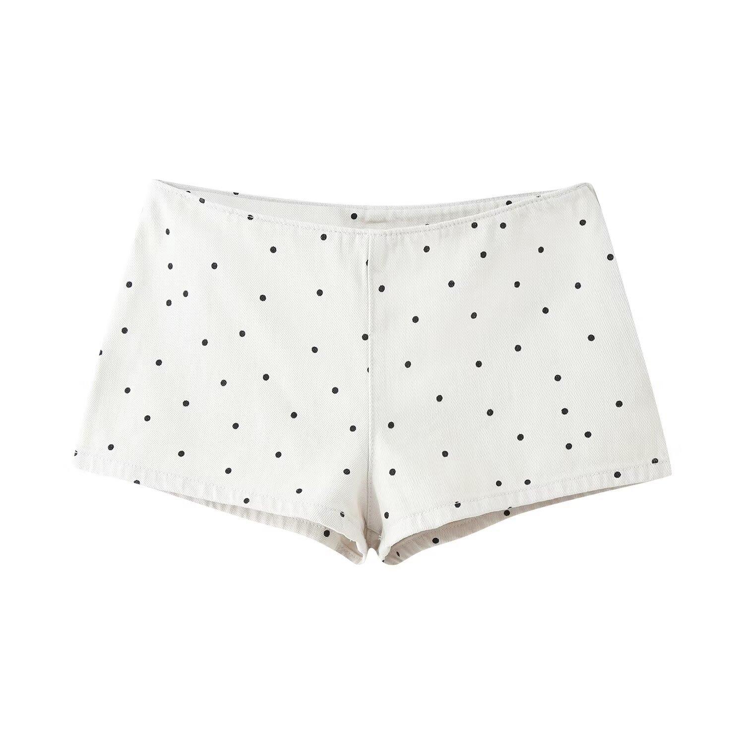 European and American style, new women s clothing, foreign style versatile polka dot waist jacket polka dot mini shorts XS