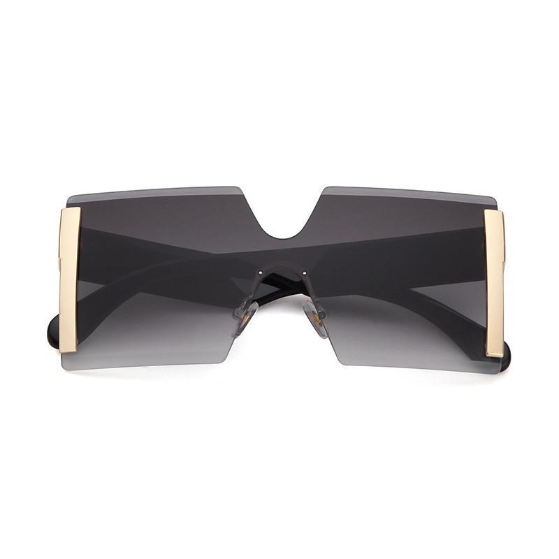 Fashion Gradient Square Rimless Sunglasses for Women Men Designer Trendy Blue Lens Oversize Sun Glasses UV S61G