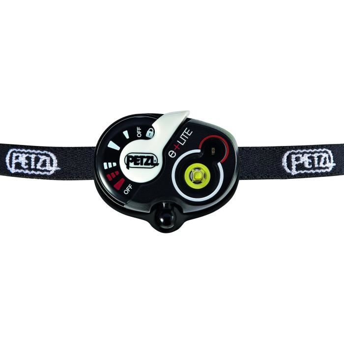 Notfall-Stirnlampe mit Kopfband – PETZL – E+Lite – 40 Lumen – inklusive Tragetasche – Schwarz