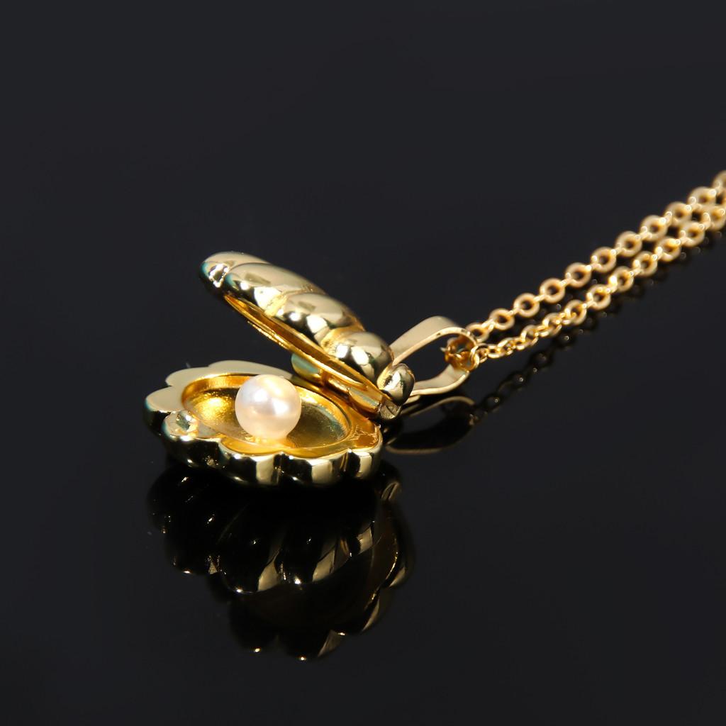 Melody Shell Mermaid Pearl Necklace Jewelry Pendant With Metal Chain Daily Use