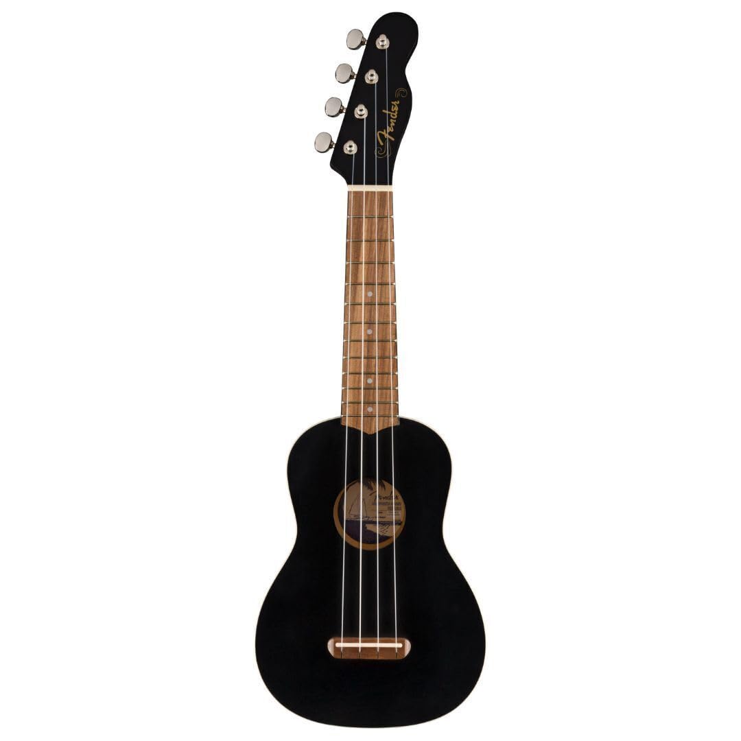 Fender Venice Soprano Uke Walnut Soft Case Included Ukulele, Fingerboard, Black,