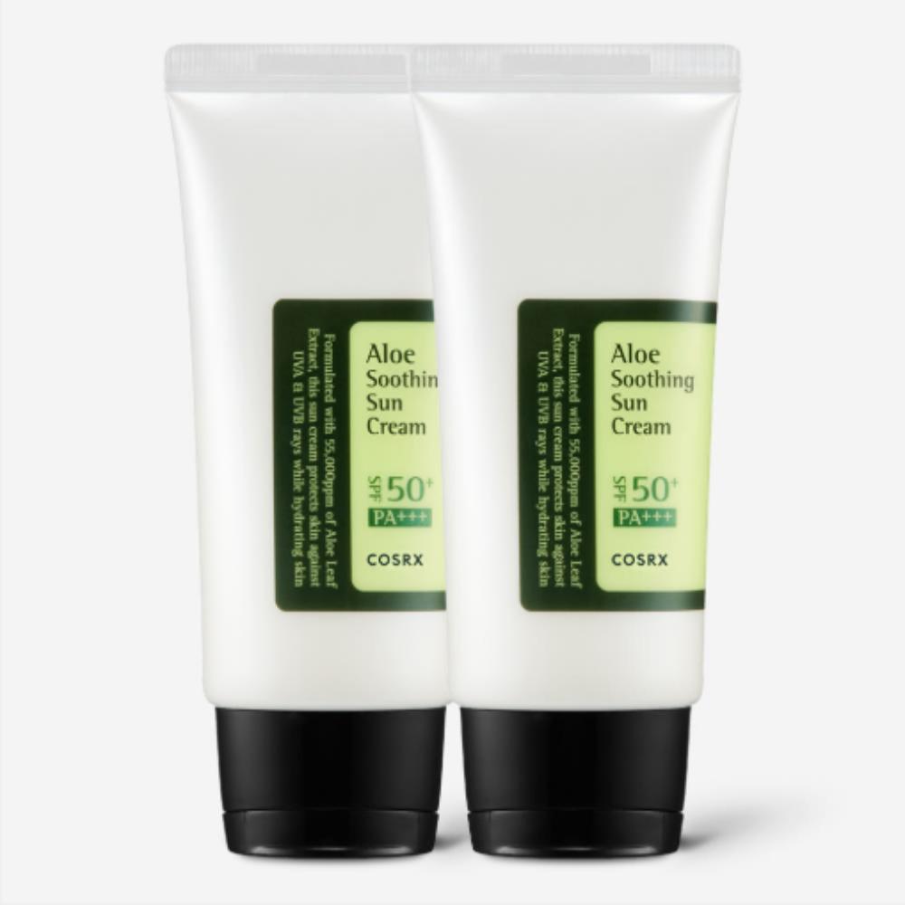 COSRX Aloe Soothing Sun Cream SPF50 PA+++ (50ml ×2) – Hydrating & Soothing Daily Sunscreen