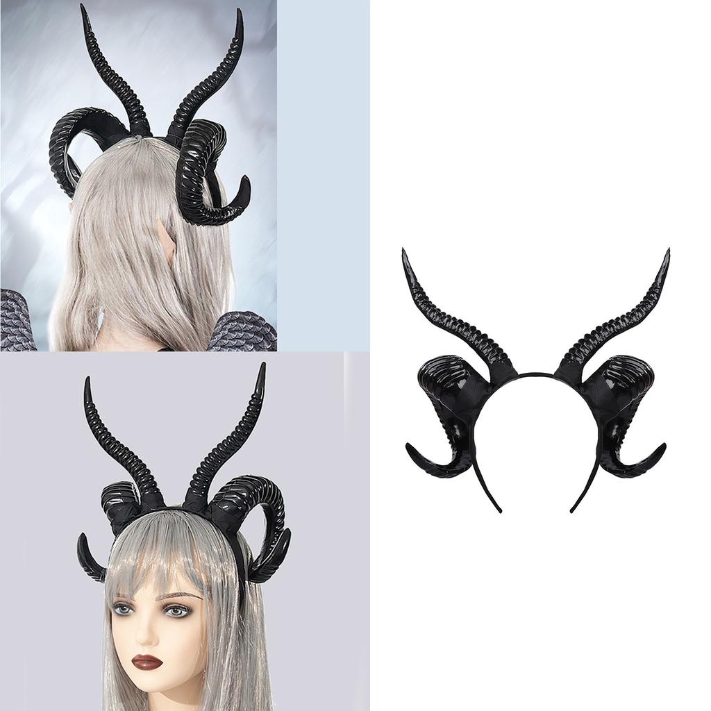 Handmade Sheep Horn Headbands Girl Cosplay Realistic Sheep Horn Fursuit Masquerades Halloween Cosplay Party