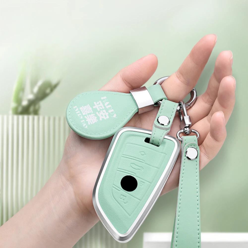 Alloy Leather Car Key Case Cover Shell Protector For Bmw X1 X3 X4 X5 F15 X6 F16 G30 7 Series G11 F48 F39 530 520 525 F30 G38