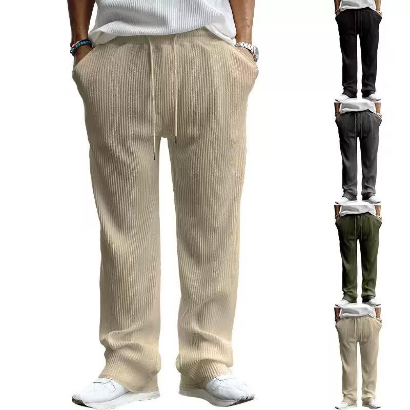 Spring and Autumn Men's Casual Trousers Loose Straight Pants Dropping Solid Color High Waist Wide Leg Pants