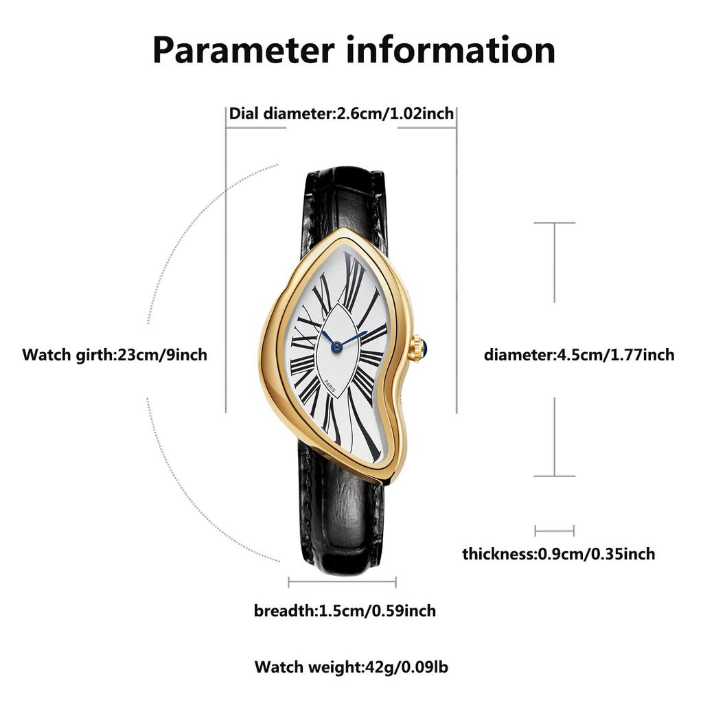 Medieval Alien Melt Twist Y2K Watch for Men Leather Strap Waterproof Quartz Wristwatch Gift