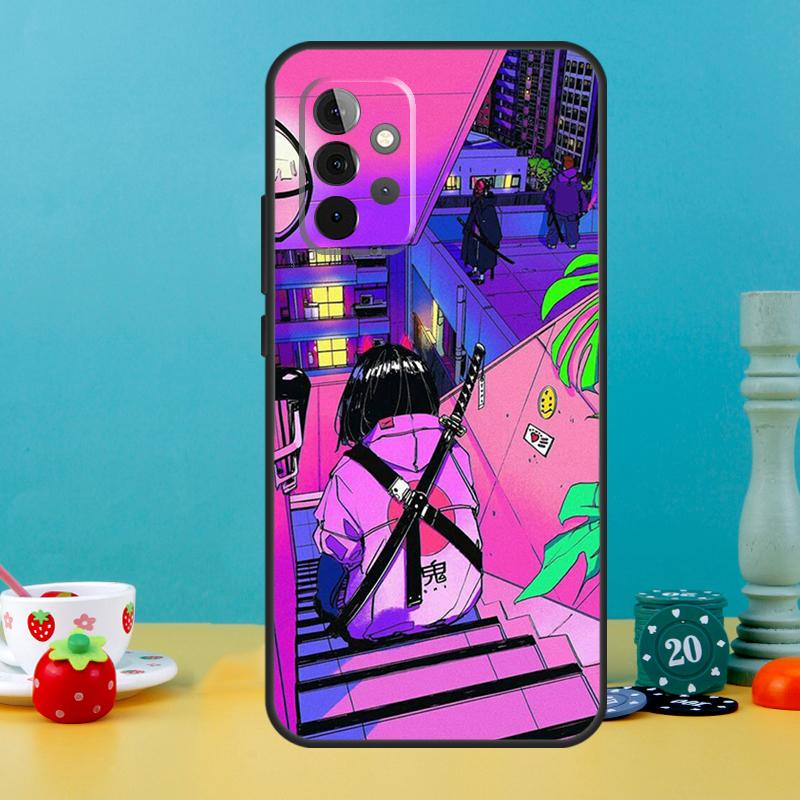 Vaporwave Glitch Anime Case For Samsung Galaxy A15 A16 A05 A26 A36 A56 A52 A53 A33 A13 A34 A54 A14 A35 A55 A22 A32