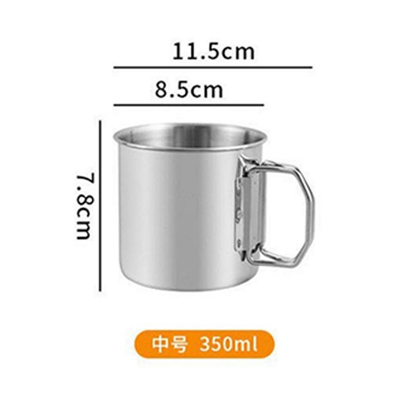 Stainless Hiking Cup Set with Foldable Handle - Portable Outdoor Cup for Travel, Backpacking, and Picnic