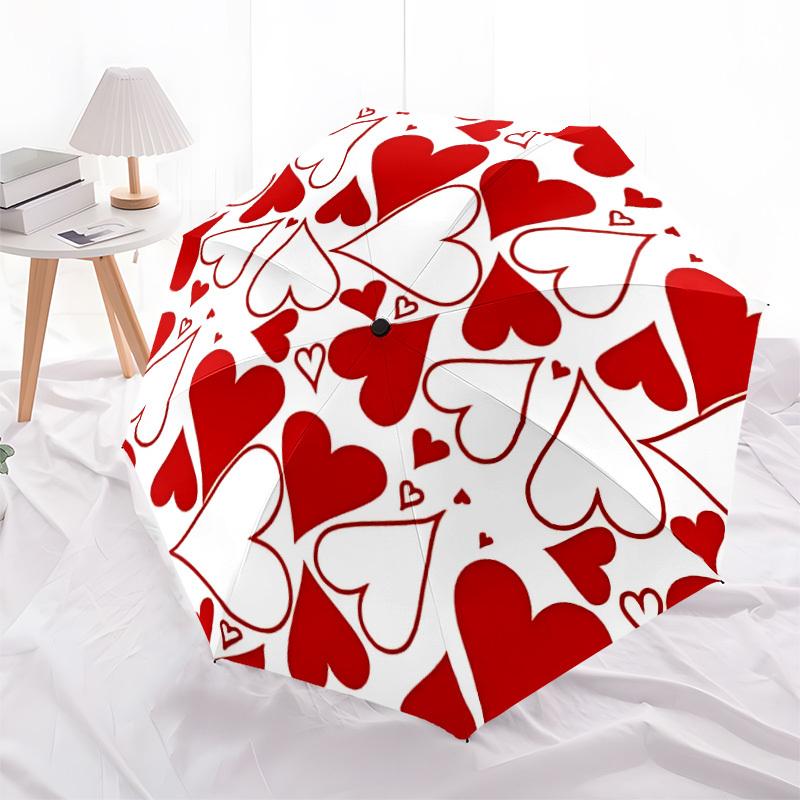 1pc Heart Circle Automatic Opening/Closing Umbrella with Operation & Windproof Canopy yy260311043