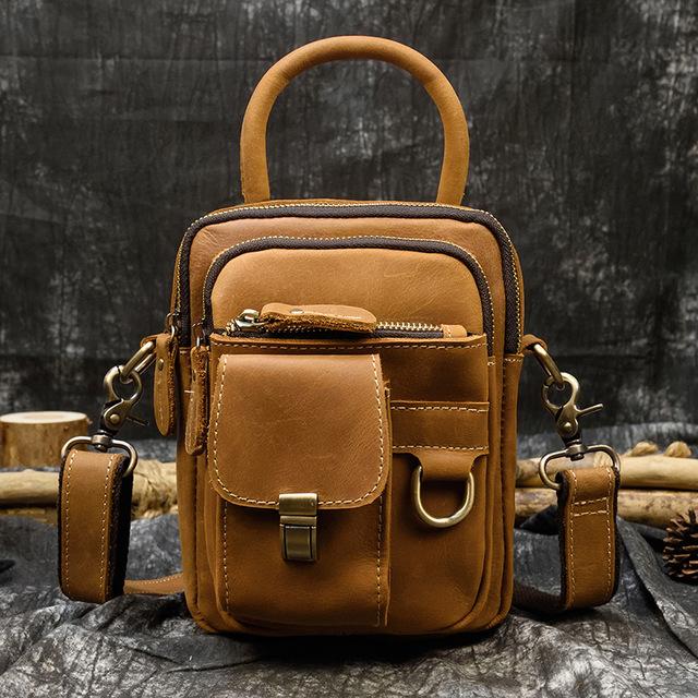 Genuine Leather Shoulder Waist Bag Small Mens Womens Natural Skin Crossbody Phone Bag Portable Front Mini Bags Anti Theft