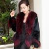Fur Mid-length Whole Leather Rabbit Fur Coat White Goose Down Lining Raccoon Fur Collar New Autumn and Winter Coat