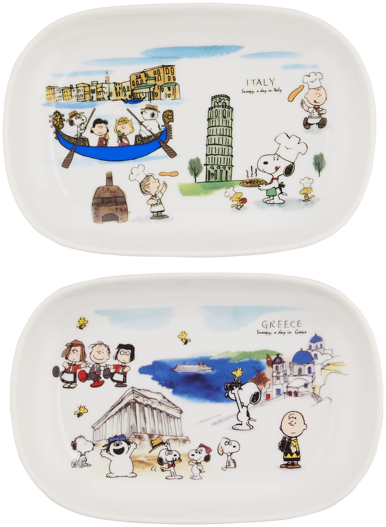 

Snoopy Oval Italy Set of 2 3870066 Plates, & Greece, Designs,