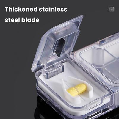 Medicine Storage Box Storage Holder Compact Portable Medicine Box with Pill Cutter Dustproof Divider Capacity 3-in-1 Tablet