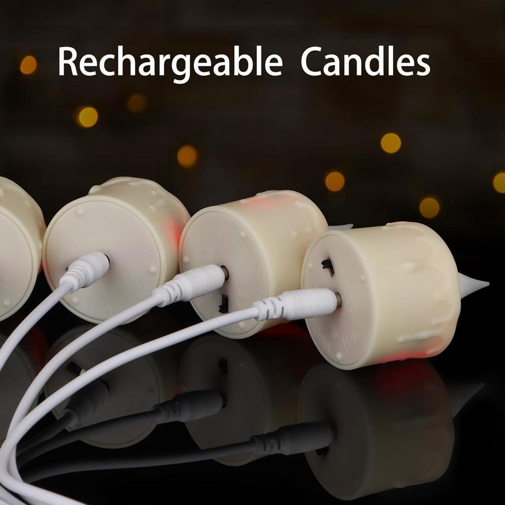 12PCS Rechargeable LED Tea Lights Candles with Remote, 3D Wick Flickering Flameless Votive Candles with 4/6H Timer, Warm White Electric Fake Candles