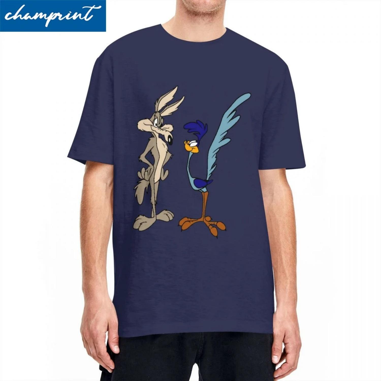 

Do You Want To Race Roadrunner Coyote T-Shirt Unisex Cotton Tops Vintage O-neck Short Sleeve S чёрный