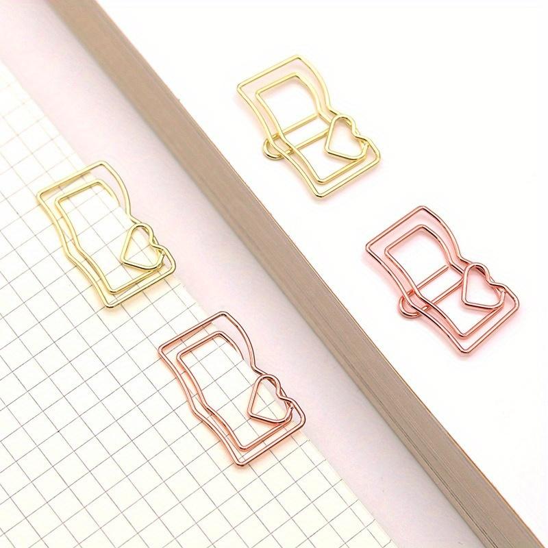 10pcs Fantastical Cartoon Paper Clip Bookmark - Rose Gold Curve Design, Suitable for Learning, Exams, and Books