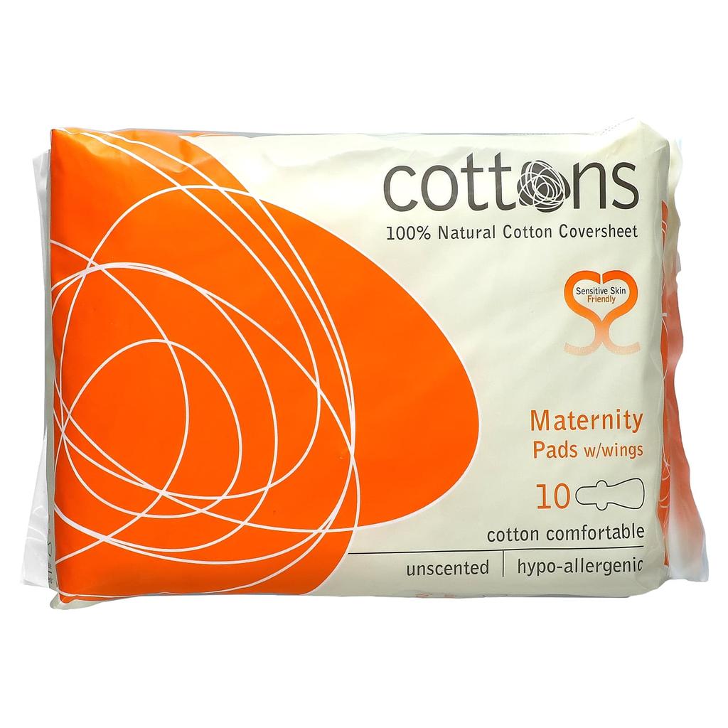 Cottons 100% Natural Cotton Cover Sheet, Wing-shaped Pad for Pregnant Women, Heavy, 10 Pads