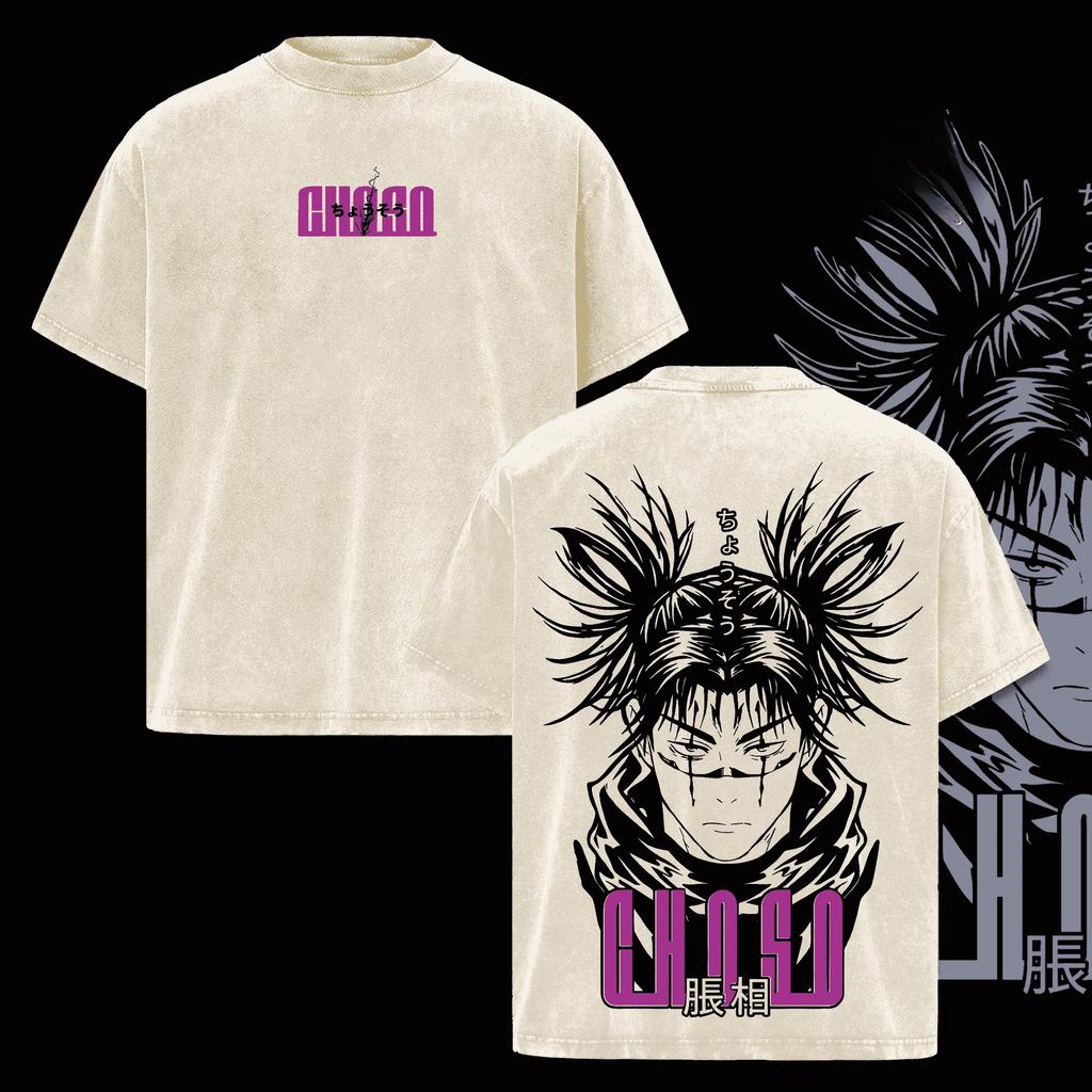 Choso Jujutsu Kaisen T-Shirt Anime Gedrucktes T-Shirt Für Herrenbekleidung Harajuku Gewaschenes Oversized T-Shirt Lässige Baumwoll-T-Shirts Oberteile