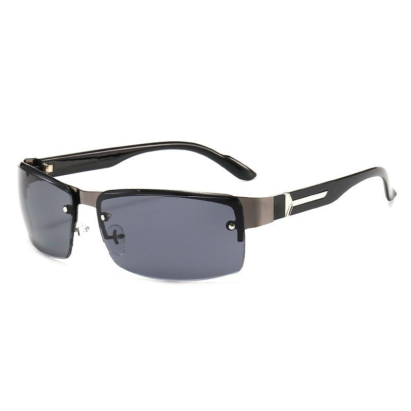 Men's Semi-Rimless Sunglasses Lightweight Durable Frame UV Protection Polarized Lens Outdoor Eyewear for Driving Sports and Casual Wear