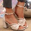 Coarse Heel Sandals Women's Fashion Large Size Fish Mouth Sandals 2025 New Summer Women's Sandals with Bow