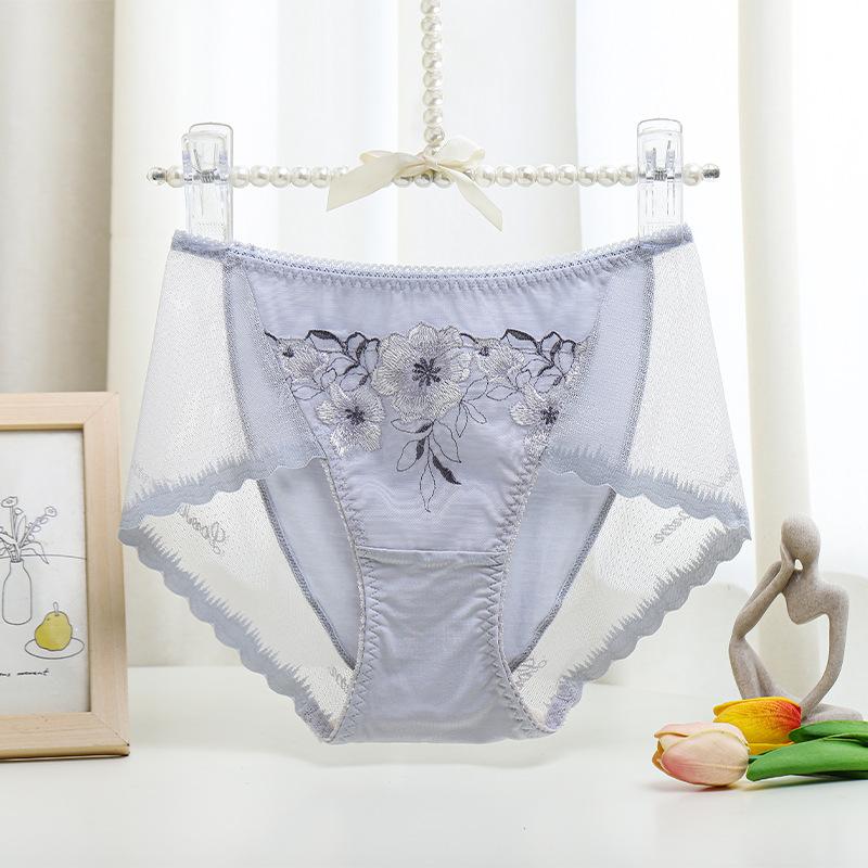 Jedwab haftowany średni stan koronka seksowna bielizna bezszwowa damska plus size duża czerwona bielizna damska majtki