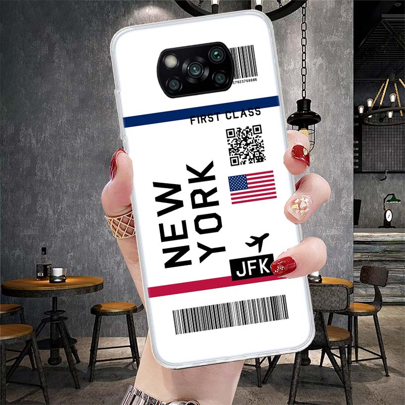 Travel Ticket Label Soft Phone Case For Xiaomi Redmi 15C 15 13C 13 Poco X5 X6 X7 F7 Ultra M7 12C 12 10 10C 9C 9A 9T 9 Fundas Poc